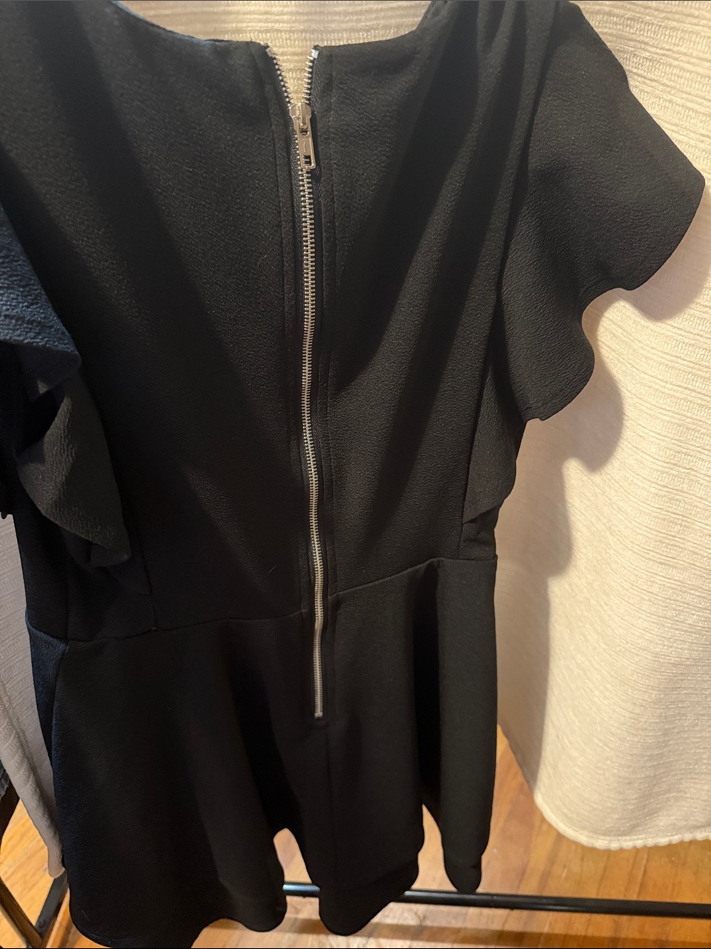 Black Ruffle Sleeve Mini Dress - Picture 4 of 4